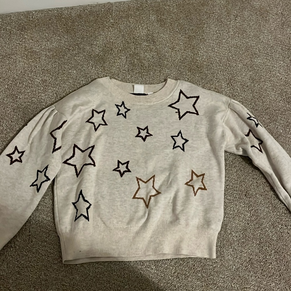 gap girls cream star sweater